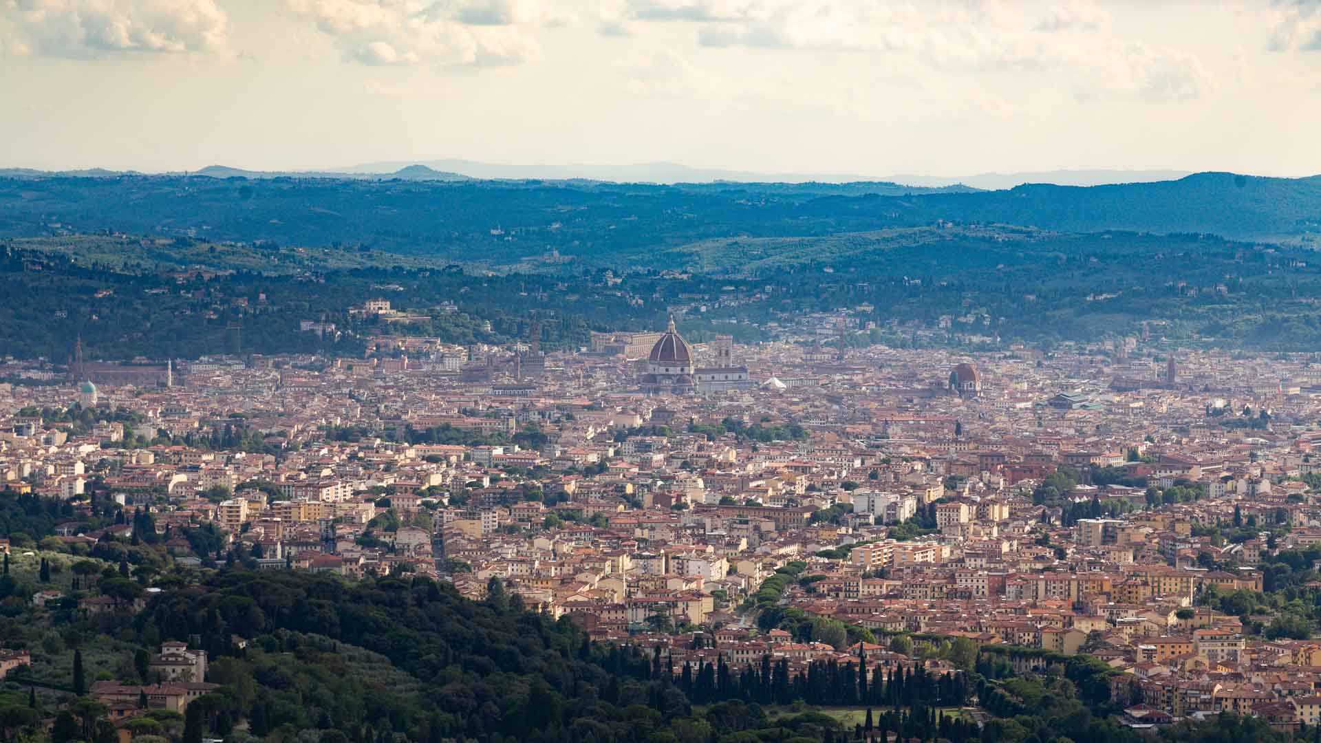 Italian city skyline from a nearby hillside
